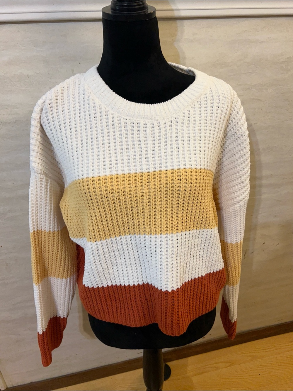 NWT-Cupcake Clothing Ltd. tricolor striped knit sweater.